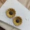 Qingdao Medieval Vintage Copper Plated True Gold Light Luxury Simple Full Diamond Inlaid with High Grade Sunflower Earrings and 3hkr