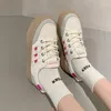 Casual schoenen rond teen retro dik opgeloste bord voor vrouwen lente herfststijl modieus vlakke bodem klein wit