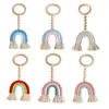 Figuras decorativas de la pared del arco iris colgante de las cuentas de madera de madera adornos para la habitación de las niñas decoración de guirnaldas de guirnalería para baby shower decoración de baby shower