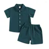 Наборы одежды для малыша Baby Boy Summer Late Form Fort Fit Fit Shirt Solid Color Elastic Pelloвер