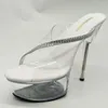Slippers Laijianjinxia أزياء الشفافة PVC Women Open Toe Crystals Ladies Slides Clear High Cheels Platform Summer Shoes
