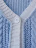 Frauen Strick Frauen Strickjacke Y2K Pullover lässig gestrickt Blau 2024 Strickjacken Autumn Star Sticked Pink Sweaters Urlaub lang