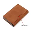 Wallets Bycobecy Customized Name Leather Wallet Men Magnet Wallet Rfid Credit Card Holder Aluminum Box Case With Money Clip Card Holder