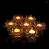 Candle Holders Colorful Crystal Glass Lamp Holder Buddhist Flower Tantric Candlestick Tibetan Indoor Collection Desktop Decorative