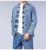 Hanfu costume de style chinois hommes cowboy sets masculin tendance printemps automne version lâche à manches longues en tang en denim vesteaux 240415