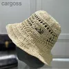 Zomerstro -hoed Luxe Desginer emmer hoeden Hand geweven strandkap gebreide dames casquette heren mode zon eofu