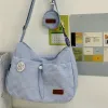 Bags Harajuku Style College Crossbody Bag Solid Color Plaid Print Large Capacity Shoulder Bag New Cute Fashion Designer Handbag