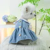 Dog Apparel Clothes Spring Cat Princess Dress Pink Floral Collar Small And Medium-sized Clothing