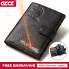 Carteiras GZCZ Men RFID Genuine Leather Travel Passport Caso Caso Document Document Multifunction Wallet Credit Holder Gurs
