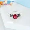 BAGNES CLUSTER TROUVEZ RING VINTAGE POUR FEMMES PAVÉ LUXURIE RONDE ROUGE ROUGE Africain Crystal Squelette 925 Sterling Silver-Silver-Bijoux