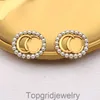 Fashion 18K Gold Placted Luxury Brand Designers Double Letters Stud Clip Chain Women Geometric Women Oval Crystal Rhinestone Earring Earring Wedding Party Gifts