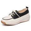 Casual Shoes Women Vulcanized Pu Leather Soft Bekväm platt Oxford på plattform Rundtå Mujer