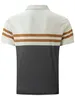 Zomermannen Korte mouwen Polo shirt Fashion Splice Stripe Stripe printing T-shirt Heren Ademend shirt Party Party Men Kleding Top 240409