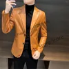 Garnitury męskie Czarna skórzana moda dla mężczyzn Slim Fit Notched Lapel Groom Tuxedos Formalne 2 sztuki Zestawy Business Męskie kostium blezer homme