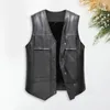 Herenvesten Casual mannen Waistcoat Stijlvol faux lederen motorfietsvest voor herfst Winter enkele borsten V-hals mouwloosheid