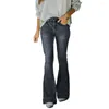Frauen Jeans Lange Reißverschluss -Denimhosen ausgewirkt HEIL hohe Taille mit schlankem Fit Multi -Taschen Feste Farbe für Streetwear