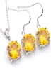 Mix 1 Set Classic Holiday Jewelry Fire Round Shaped Yellow Crystal Zirconia 925 Sterling Silver Pendants Earrings Jewelry Set Holi6785339