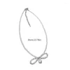 Keychains Elegant Bowknot Short Necklace Fashion Crystal Pearl Choker Simple Collar Clavicle Chain Jewelry 264E