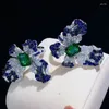 Klusterringar personlig modefjäril öppningsring super fairy micro-anklövda zirkon smaragdklipp färgglad fest födelsedagspresent