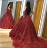 Sukienki imprezowe czerwony arabski Dubaj Dubai Sukienka 2024 Akrzywione cekiny Wakacje Wakacje noszą formalną suknię balową na zamówienie Plus Size