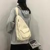 Axelväskor kvinnor vintage canvas cross-body väska studenter blixtlås skolväska tvättad retro stor kapacitet satchel harajuku