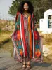 KAFTAN ROBE Women's Chic Bohemian Colored Overdized Beach Wear Caftan Homewear Moo Dress Lounge Outfit Q1658