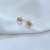 Stud ks marchio Orecchini a guscio di fiori di rosa dolce lussuoso Pearl elegante ol principessa carine designer Love Ear Orera Oreging Necklace D Otg5r