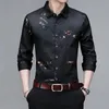 Mens Casual and Fashionable Long Sleeved Printed Shirt Non Ironing Wrinkle Resistant Business Top 240418