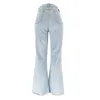 Fections de jean pour femmes pantalons droits simples pantalons de haute hauteur déchirés