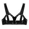 Femmes sexy wetlook cuir soutien-gorge érotique exposant dames tasse ouverte tasse de latex soutien-gorge brillant