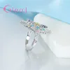 Cluster ringen trendy luxe brede 925 sterling zilveren ring bezinking ronde champagne paars blauw kristallen feest sieraden bague