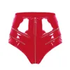 Femmes Sexy Shorts en cuir d'entrejambe d'ouverture pour sexe porno érotique en dessous de l'entrejambe sous-vêtements brillant zipper sac en latex pantalon hanche sexi 240419