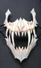 Half Animal Mask Long Teeth Demon Samurai White Bone Mask Tengu Dragon Yaksa Tiger Resin Mask Cosplay T2005091545116