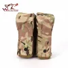 Packs Tactical Double Magazine Pouch Molle Military Airsoft Ammo Clip Bag with Buttons for Ak M4 Glock Hunting Accessories Mag Pouch