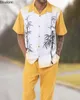 Camicia da uomo stampato 3d retro harajuku maschi di moda casual shirtpels shirtpants a maniche corte traspirate da 2 pezzi set da pista 240411