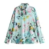 Women's Blouses 2024ZAR Spring/Summer Fashion Style European And American Versatile Flower Print Silk Satin Texture Shirt