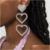 Dingle ljuskronorörhängen 2023 Spring Metal Rhinestone Mti-Layer Heart Bridal Luxury Jewelry Womens Fashion Accessories Drop Delivery DHV0L