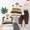 Ensembles de vêtements 2024 Spring Western Baby Boy Clothes Designer Luxury Designer 1-5t Wave Hollow Knit Vest Shirts Pantal