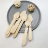 Wooden Ice Cream Spoon Disposable Mini Wood Coffee Spoons Western Dessert Scoop Wedding Party Tableware Kitchen Accessories Th0957 s