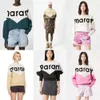 24SS Isabels Marant Tasarımcısı Isabels Marant Kadın Sweatshirt Yeni Baskılı Üçgen Boyun Külotu Kadınlar Uzun Kollu Kapşonlu
