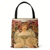 Tassen Musa -serie Polyester Oil Painting Tote Tassen herbruikbare boodschappentas voor boodschappen Schoudertassen Huisopslagtas