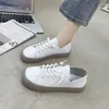 Casual Shoes Whit Leather Flat Female Footwear Lace Up Women's ShoesCanvas Comfortable And Elegant Low Price Light Trends 2024