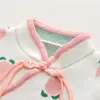 Sukienki dla dziewcząt Dziewczyny Dziewczyny wiosna i jesień ciepły długie rękaw kwiatowy nadruk China Button Top Kids Christmas Sweter Rozmiar 8 dżinsów Baby