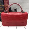 Väskor Autentisk verklig krokodil Belly Skin Women Liten Blue Purse Female Mini Handbag äkta alligator läder lady cross axelväska