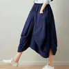 Skirts Fashion Oversized Women Shorts Ethnic Style Elastic Waist Baggy Culottes Irregular A Line Skirt Flowy Lantern