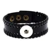 Плетеные черно -коричневые кожаные кнопки Bracelet Fit 18 мм защелки