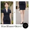 Robe en deux pièces Blazer d'été et combinaisons de costumes de jupe Grey Chic élégant Busssiness For Women Set Tenfit Ladies mini jupes S