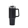 Explosiv Car Cup 40oz Handle Thermos Cup 304 Rostfritt stål Stora kapacitet Cold Straw Ice Bullion Cup 240416