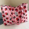 Shoulder Bags Cute Cherry Strawberry Print Casual Tote Bag Large Capacity Shopping Nylon Aesthetic Handbag Grocery For Women