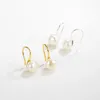 Boucles d'oreilles Natural Natural Freshater Pearl Women S925 STERLING Silver Hook Elstuds Femme Banquet cadeau de bijoux de luxe Femme Girl Girl